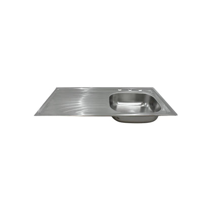 Tarja de acero inoxidable con escurridor izquierdo, ideal para cocina, y 3 perforaciones para grifo.