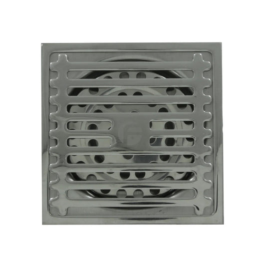 Coladera de piso cuadrada cromada 10x10 cm con rejilla, desagüe anti olores para baño