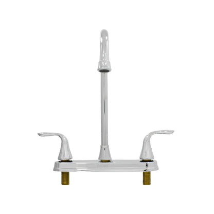 Mezcladora para fregadero 8 pulgadas FIDIC, doble manija de palanca, cuello alto, cromo brillante.