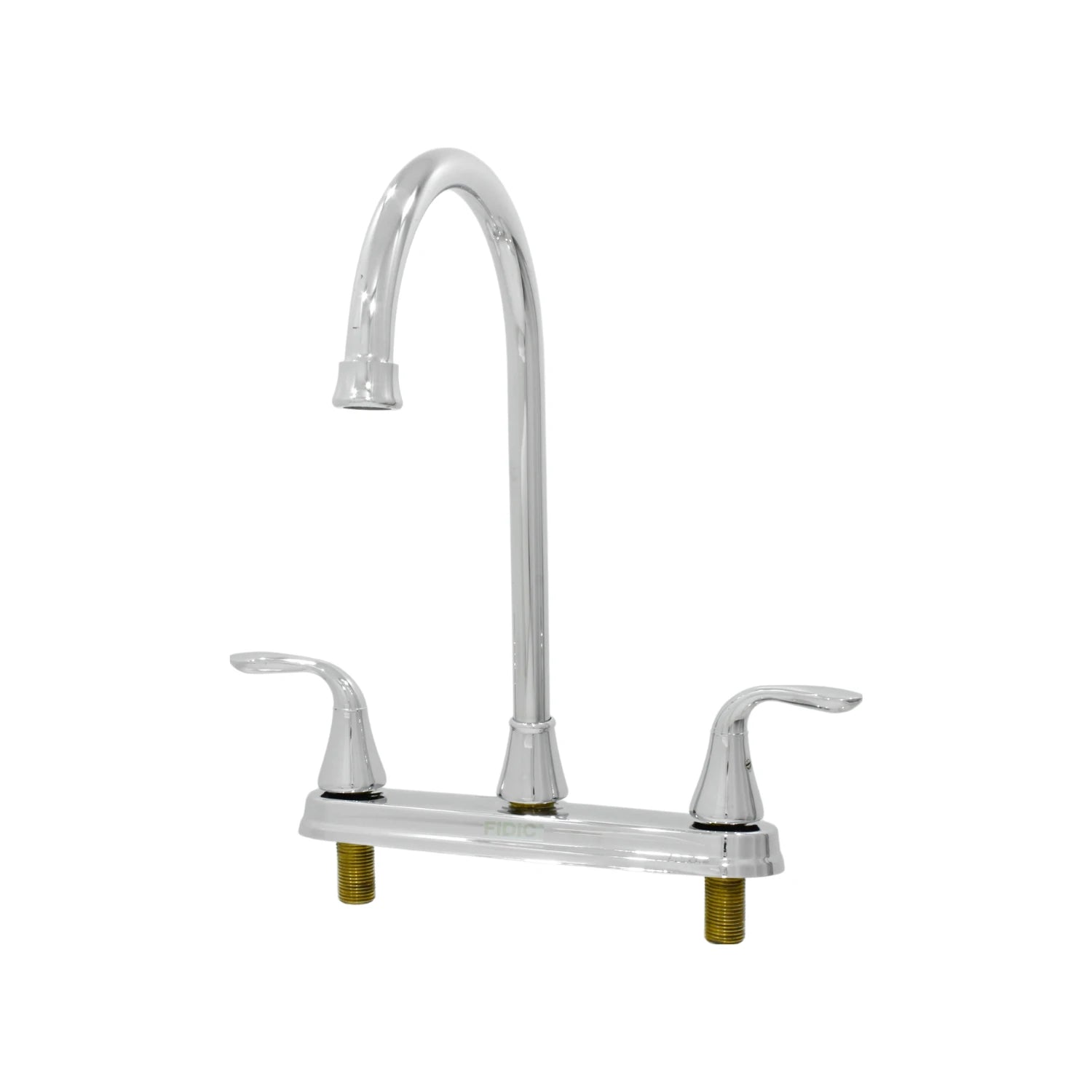 Mezcladora para fregadero de cocina 8" FIDIC, doble manija, acabado cromado brillante, cuello de ganso