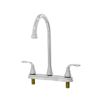 Mezcladora para fregadero de cocina 8" FIDIC, doble manija, acabado cromado brillante, cuello de ganso