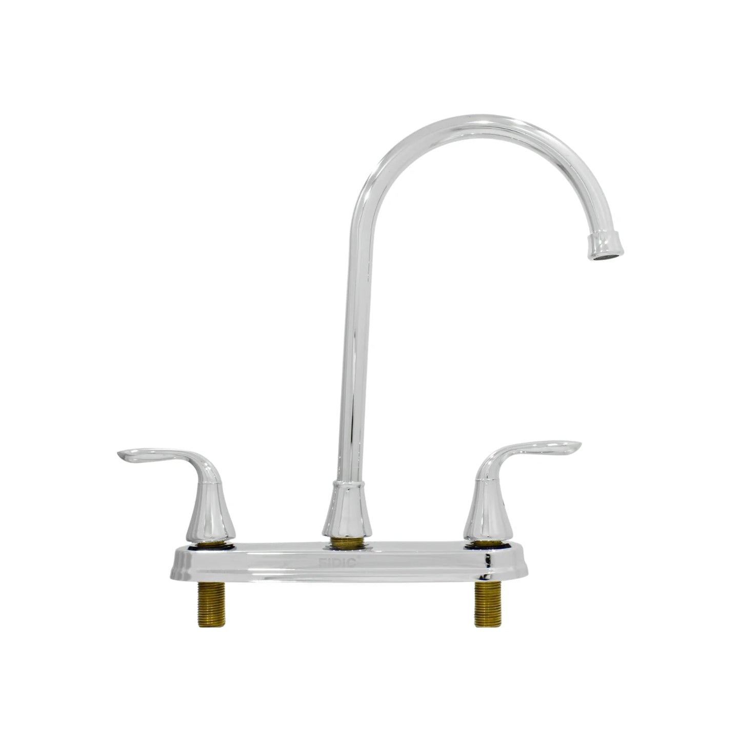 Mezcladora de fregadero Fidic cromada 8 pulgadas con doble manija y cuello de ganso para cocina