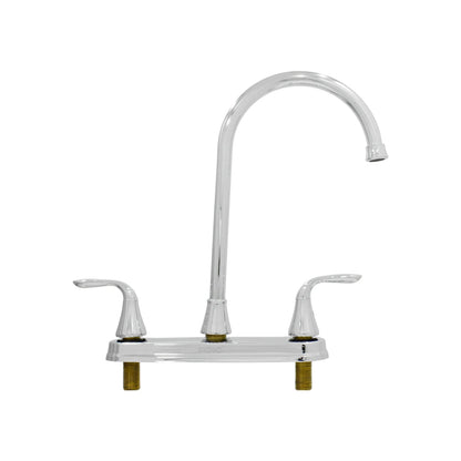 Mezcladora de fregadero Fidic cromada 8 pulgadas con doble manija y cuello de ganso para cocina