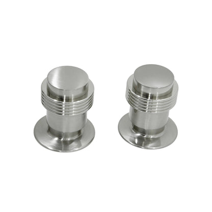 Par de manerales satinados de acero inoxidable para regadera, diseño moderno con anillos.