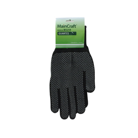 Guantes de trabajo negros MainCraft M5259 con puntos antiderrapantes para agarre seguro en ferretería
