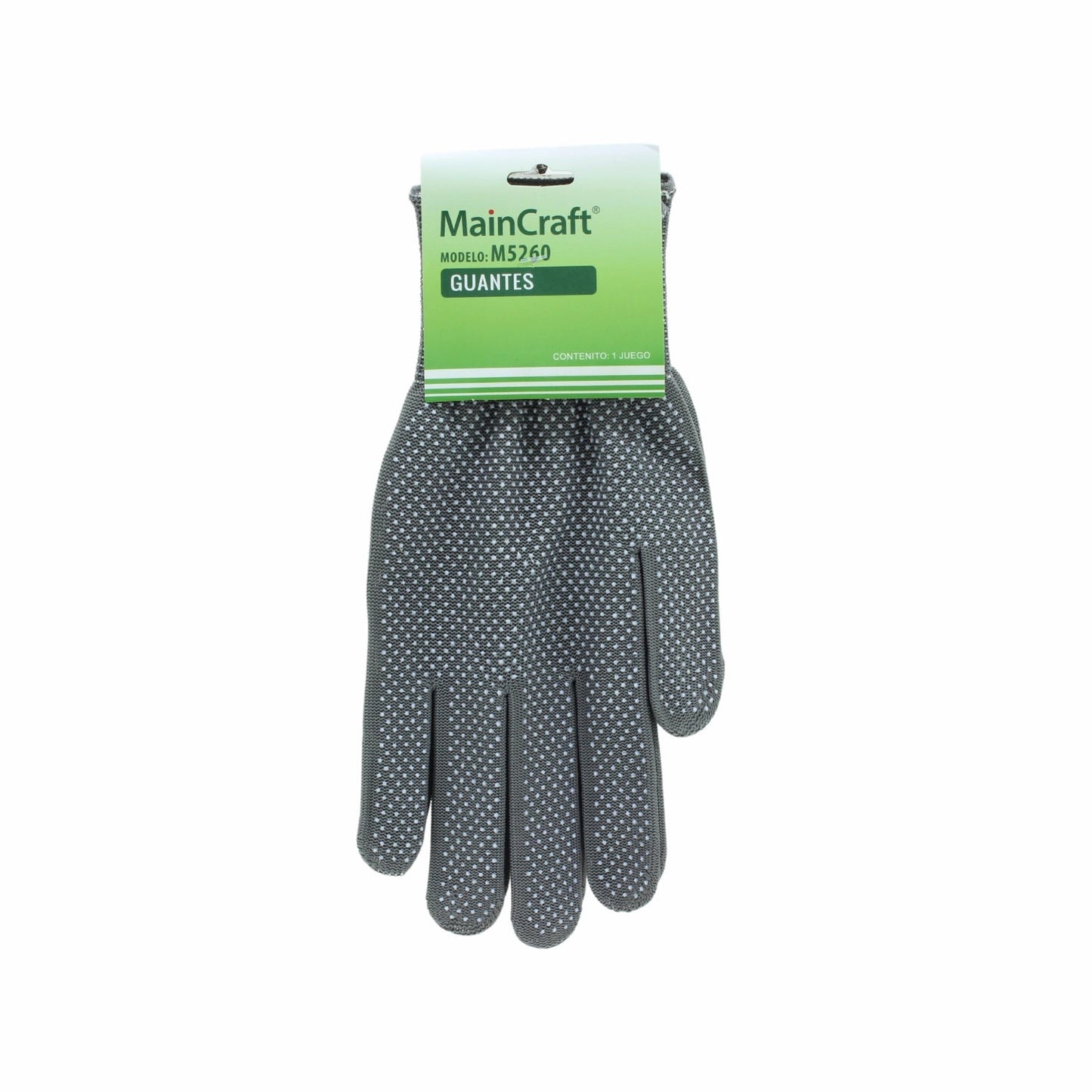Guantes de trabajo MainCraft M5260 grises con puntos antiderrapantes para agarre