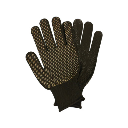 Guantes de trabajo negros de nylon antiderrapantes con puntos de agarre en palma para bricolaje y jardinería