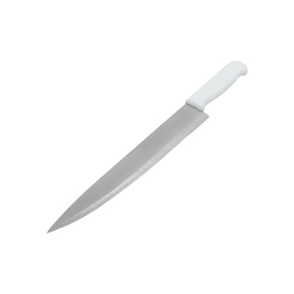 Cuchillo de cocina profesional 8 pulgadas con hoja lisa de acero inoxidable y mango blanco