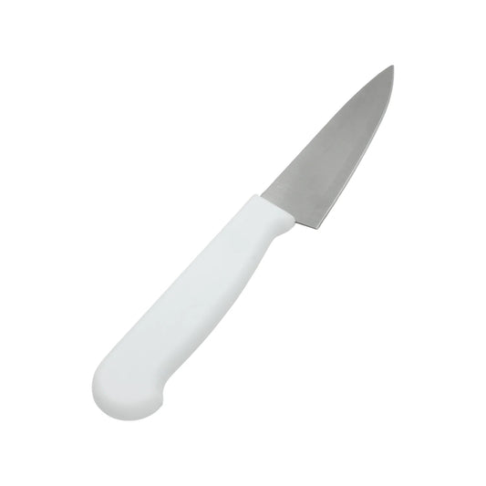 Cuchillo de cocina liso de 5 pulgadas con hoja de acero inoxidable y mango ergonómico blanco