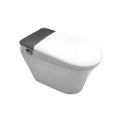 Inodoro inteligente FIDIC con bidet, color blanco y tapa gris oscura, para baños modernos