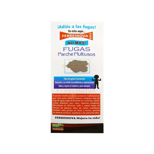 Parche multiusos Ferreinova sella fugas de agua instantáneas en tuberías, techos, metal, plástico, concreto.