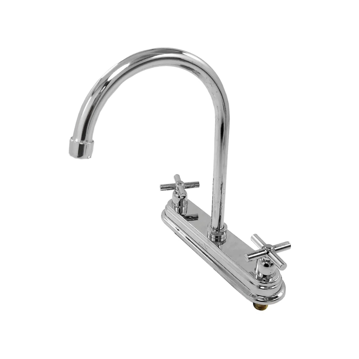 Mezcladora de fregadero cromada para cocina, 8 pulgadas, con manerales de cruz y cuello de ganso