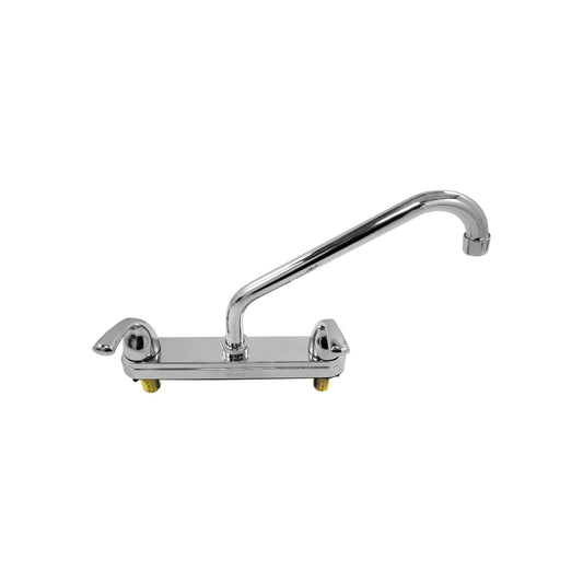 Mezcladora cromada Valmain 8" para fregadero de cocina, doble manija y cuello de ganso