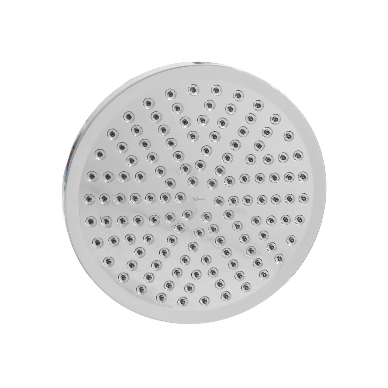 Cabezal de ducha redondo BelMain con acabado cromado y múltiples orificios de salida de agua para baño.