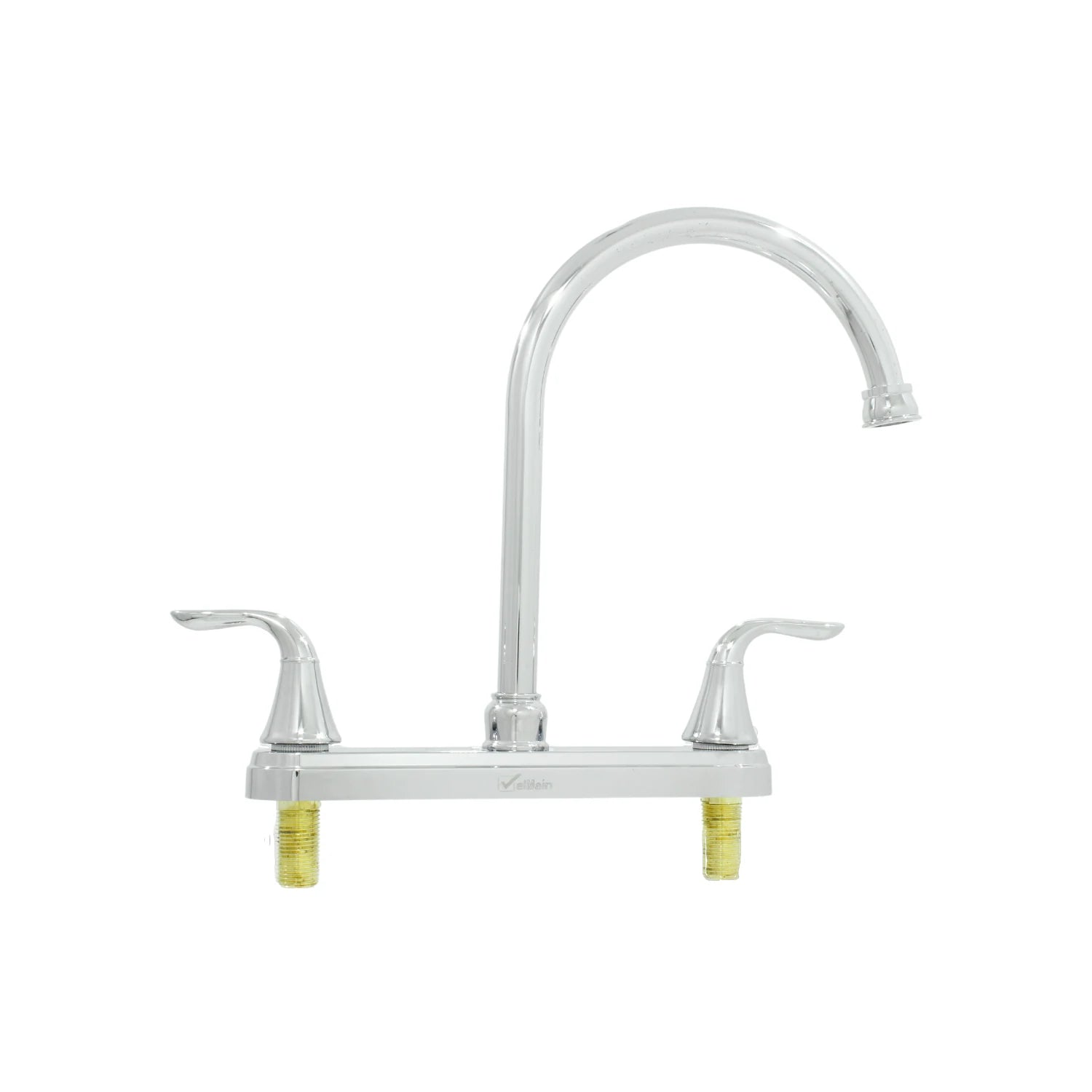 Mezcladora de fregadero Valmain cromada 8 pulgadas, doble maneral de palanca, cuello de ganso