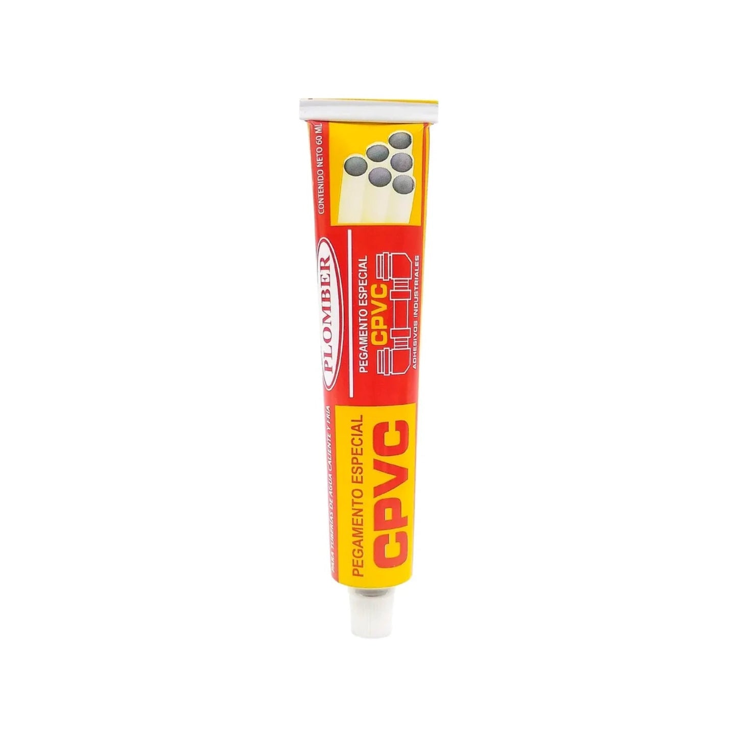 Pegamento especial Plomber para CPVC 60ml, adhesivo para tuberías de agua caliente y fría.