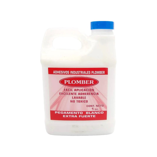 Pegamento blanco industrial Plomber extra fuerte 1 Litro, alta adherencia y fácil aplicación.