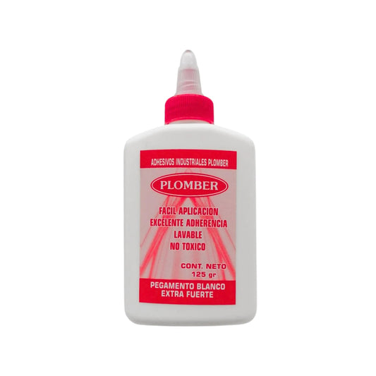 Pegamento blanco Plomber 125g extra fuerte, adhesivo industrial lavable no tóxico para múltiples superficies