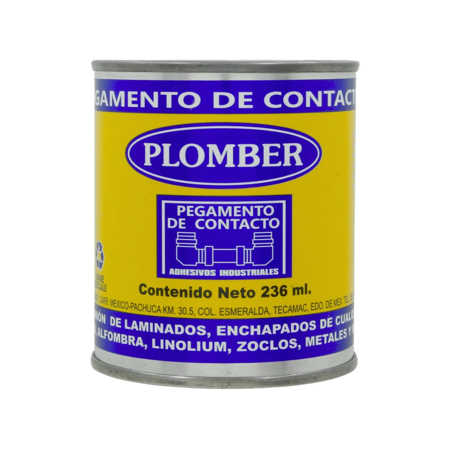 Pegamento de contacto Plomber 236 ml para unión de laminados, alfombra, linóleo, zóclos y metales
