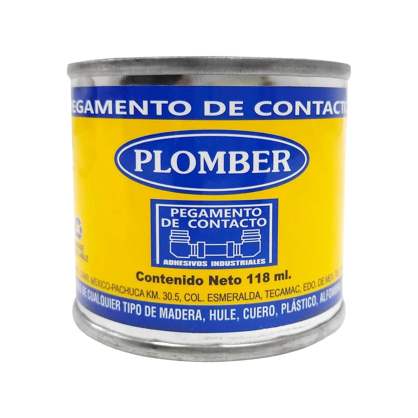 Pegamento de contacto Plomber 118 ml para madera, hule, cuero, plástico; adhesivo multiusos industrial