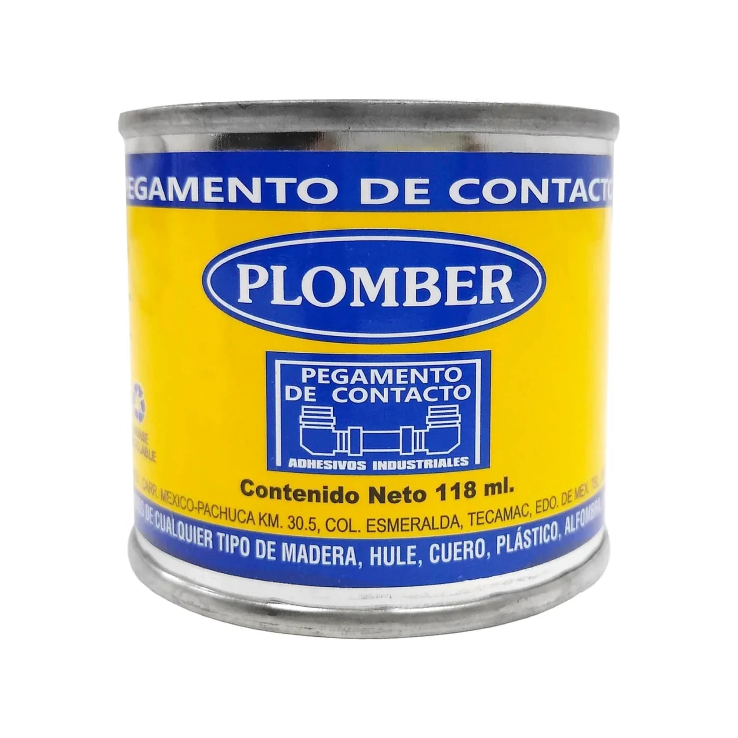 Pegamento de contacto Plomber 118 ml para madera, hule, cuero, plástico; adhesivo multiusos industrial