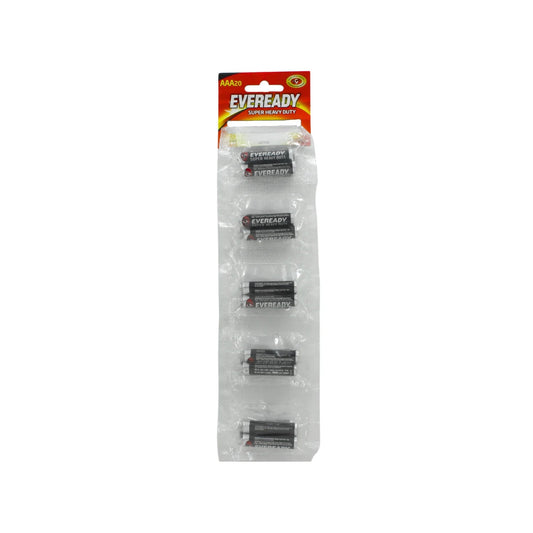 Pilas AAA Eveready Super Heavy Duty, paquete de 20 unidades en blíster para ferretería y electrónica, gris/rojo.
