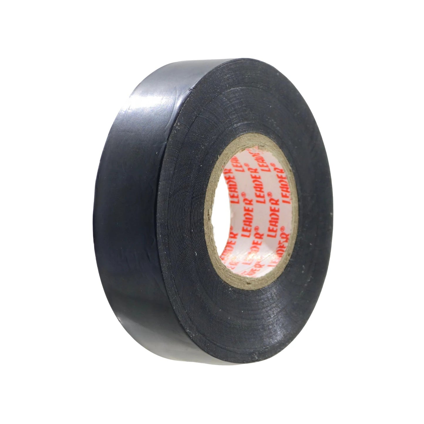 Rollo de cinta de aislar eléctrica negra Leader, ideal para aislamiento de cables y reparaciones profesionales en ferretería.