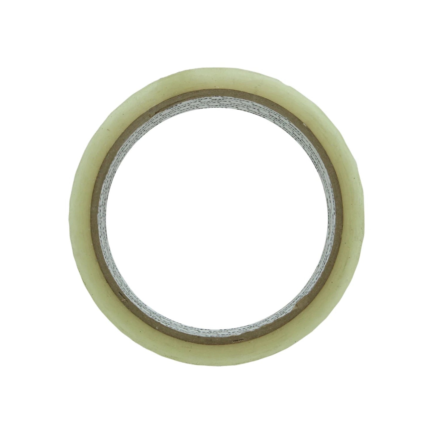 Rollo de cinta adhesiva transparente para empaque, con núcleo de cartón.