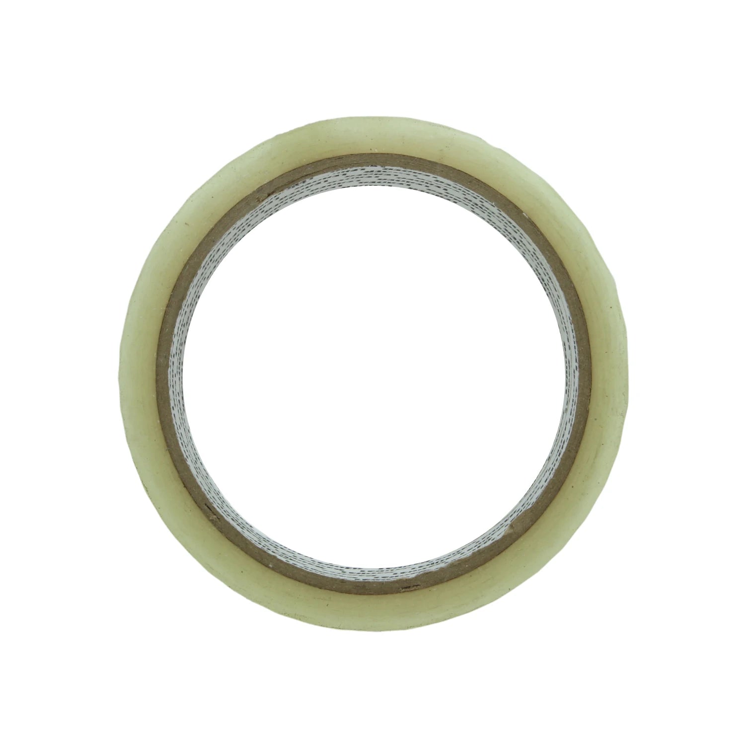 Rollo de cinta adhesiva transparente para empaque, con núcleo de cartón.