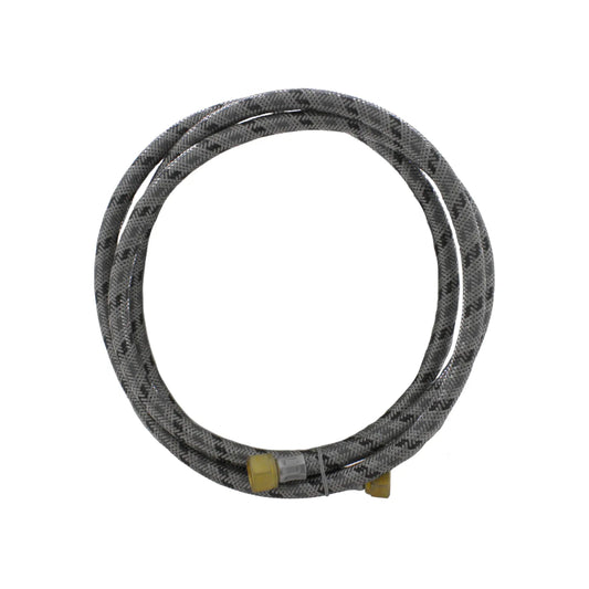 Manguera flexible trenzada de acero con conectores de latón para suministro de agua en lavadoras y lavavajillas.