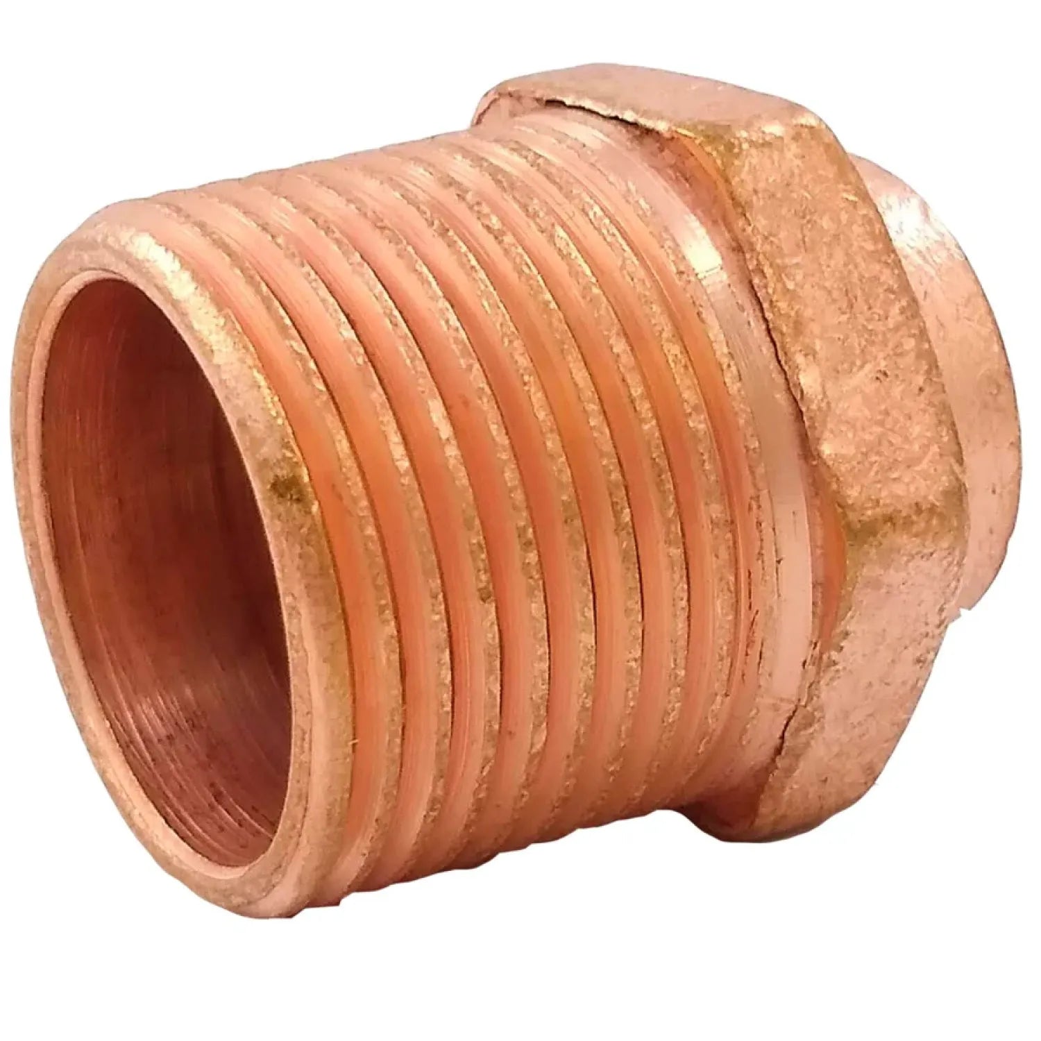 Conector roscado de cobre hexagonal para tuberías, buje adaptador con rosca externa e interna