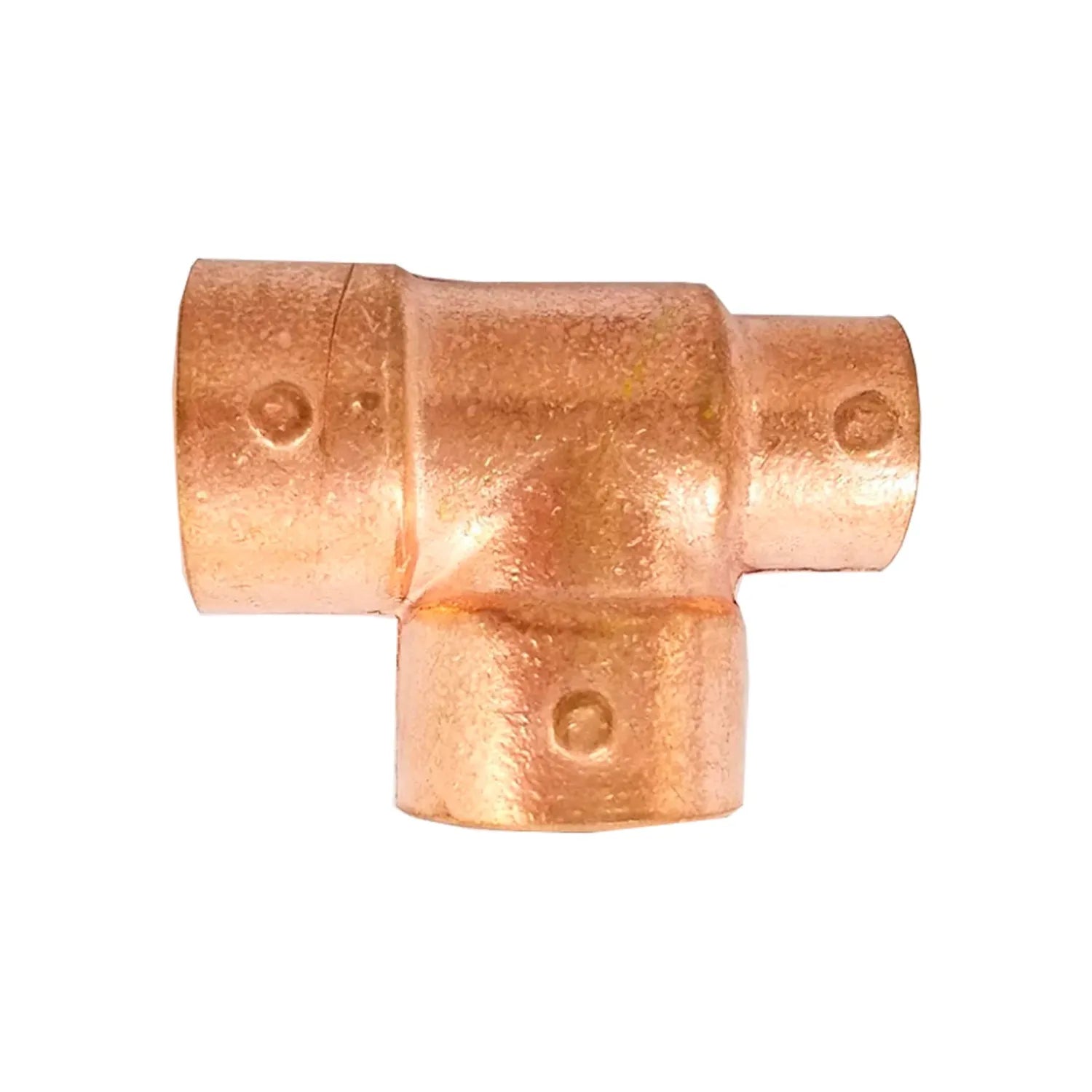 Conexión de cobre tipo T para tuberías de fontanería, soldable, color bronce