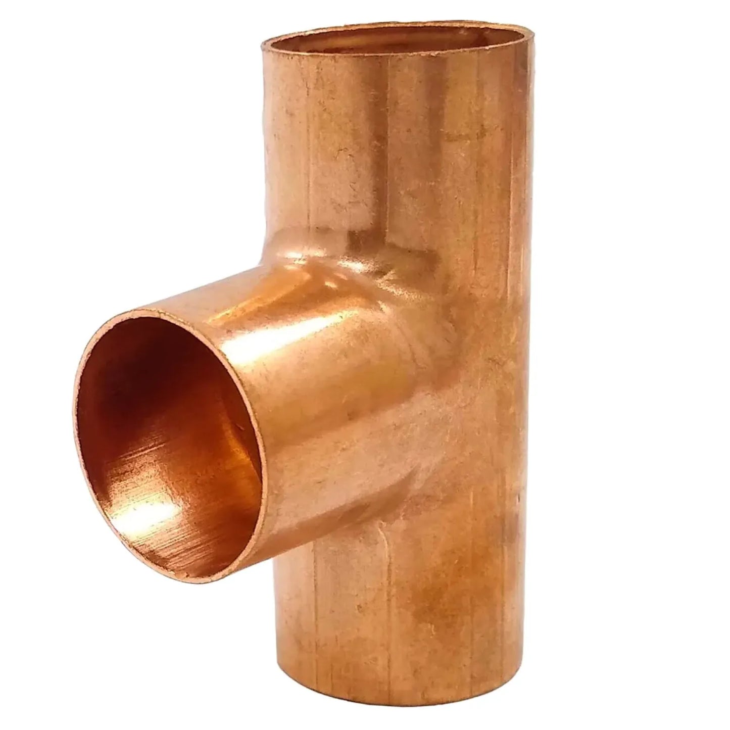 Tee de cobre 3/4 de pulgada, conector en T para tuberías de fontanería, color cobre brillante