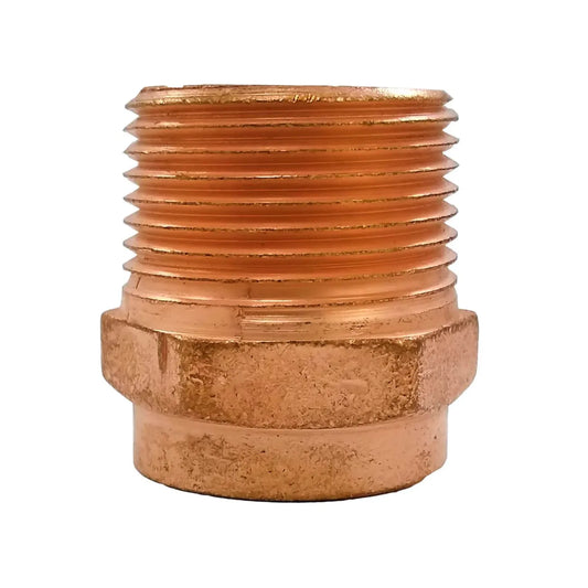 Adaptador macho de cobre para tubería, conexión roscada NPT con cuerpo hexagonal para fontanería y plomería