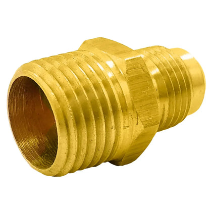 Niple adaptador de latón, rosca macho 3/8 a flare macho 1/2, para tuberías y gas