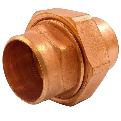 Tuerca unión de cobre soldable para sistemas de plomería y conexión de tuberías.