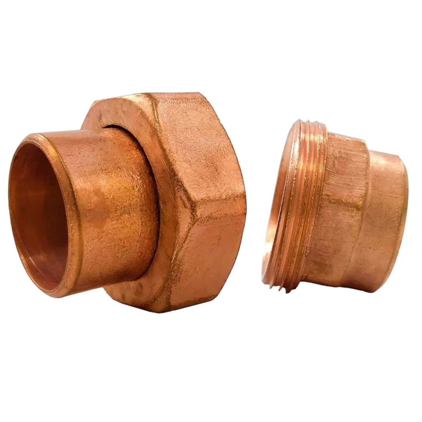 Tuerca unión de cobre soldable de 1 pulgada (25 mm) para tuberías de plomería.