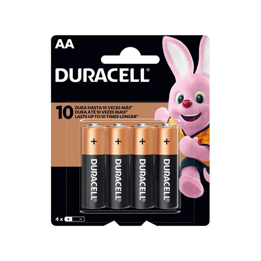 Pilas alcalinas AA Duracell, 4 unidades, color cobre y negro, larga duración para dispositivos electrónicos