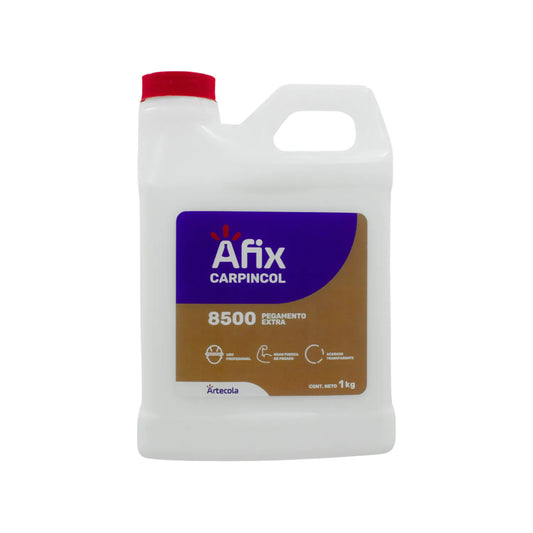 Pegamento Afix Carpincol 8500 extra fuerte para madera, adhesivo transparente de uso profesional 1kg