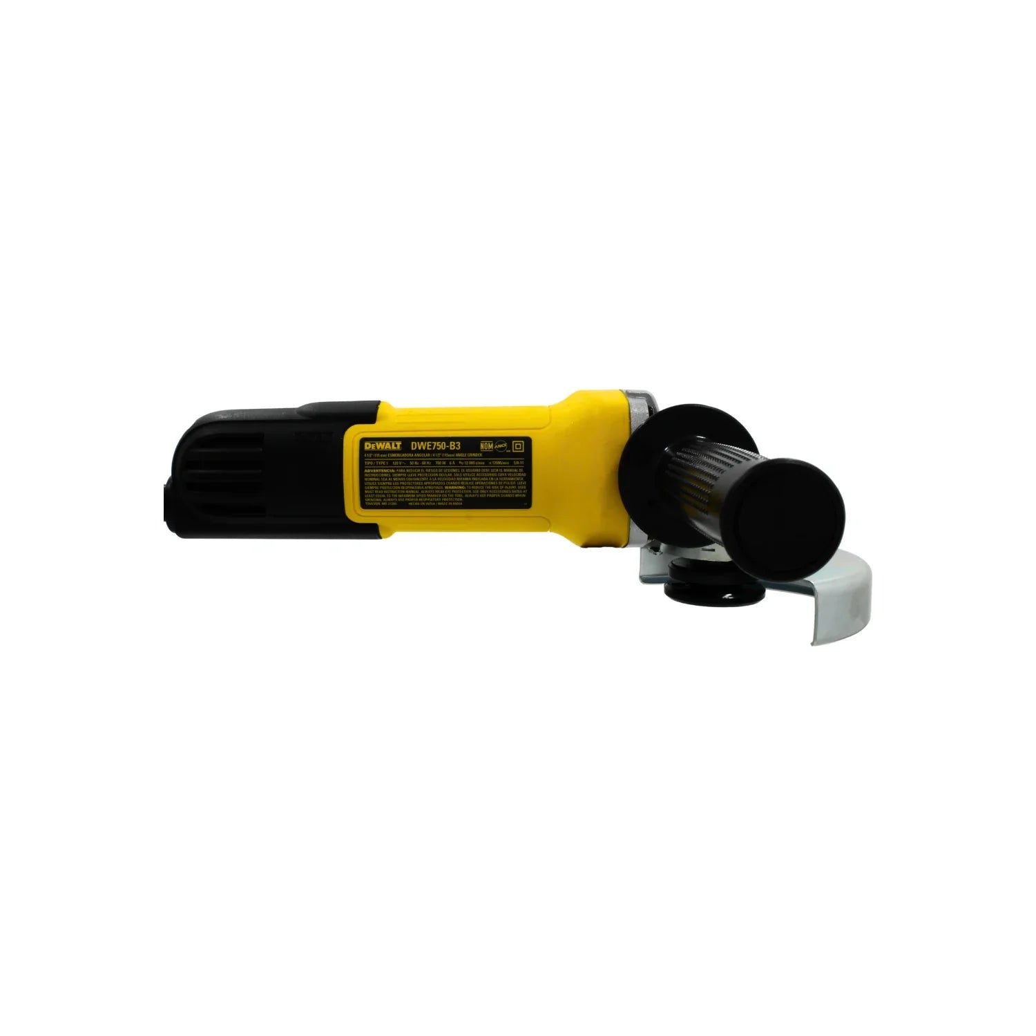 Esmeriladora angular Dewalt DWE750-B3 amarilla/negra 750W 4 1/2 pulgadas con guarda y mango lateral
