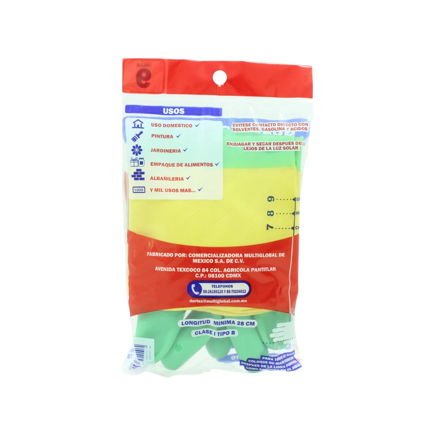 Guantes multiusos de látex verdes y amarillos para jardinería, limpieza, albañilería y uso doméstico