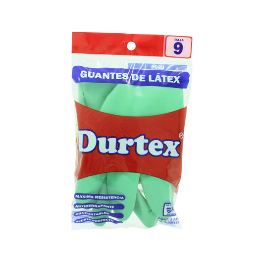Guantes de látex Durtex verdes talla 9, antideslizantes, máxima resistencia, cómodos para trabajos de ferretería