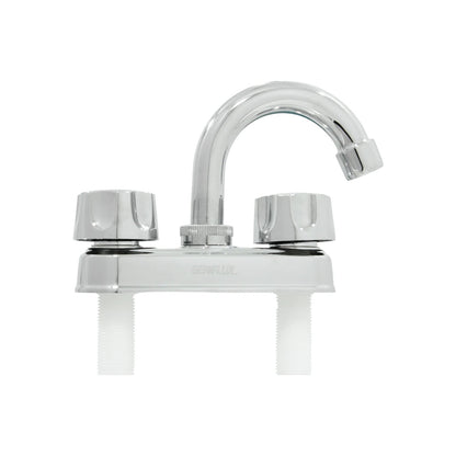 Mezcladora de lavabo 4" Genflux cromada con doble manija tipo perilla y cuello de ganso