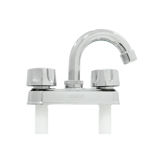 Mezcladora de lavabo 4" Genflux cromada con doble manija tipo perilla y cuello de ganso