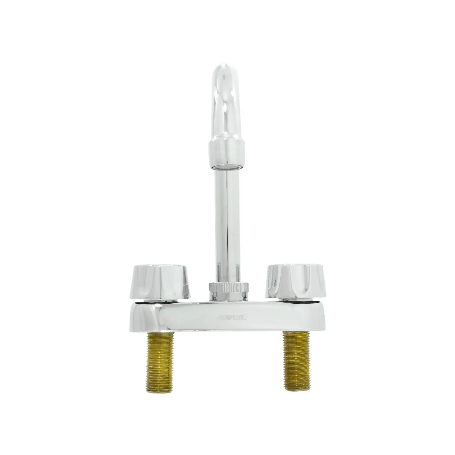 Mezcladora de lavabo Genflux cromada doble maneral, instalación 4 pulgadas, con cuello fijo