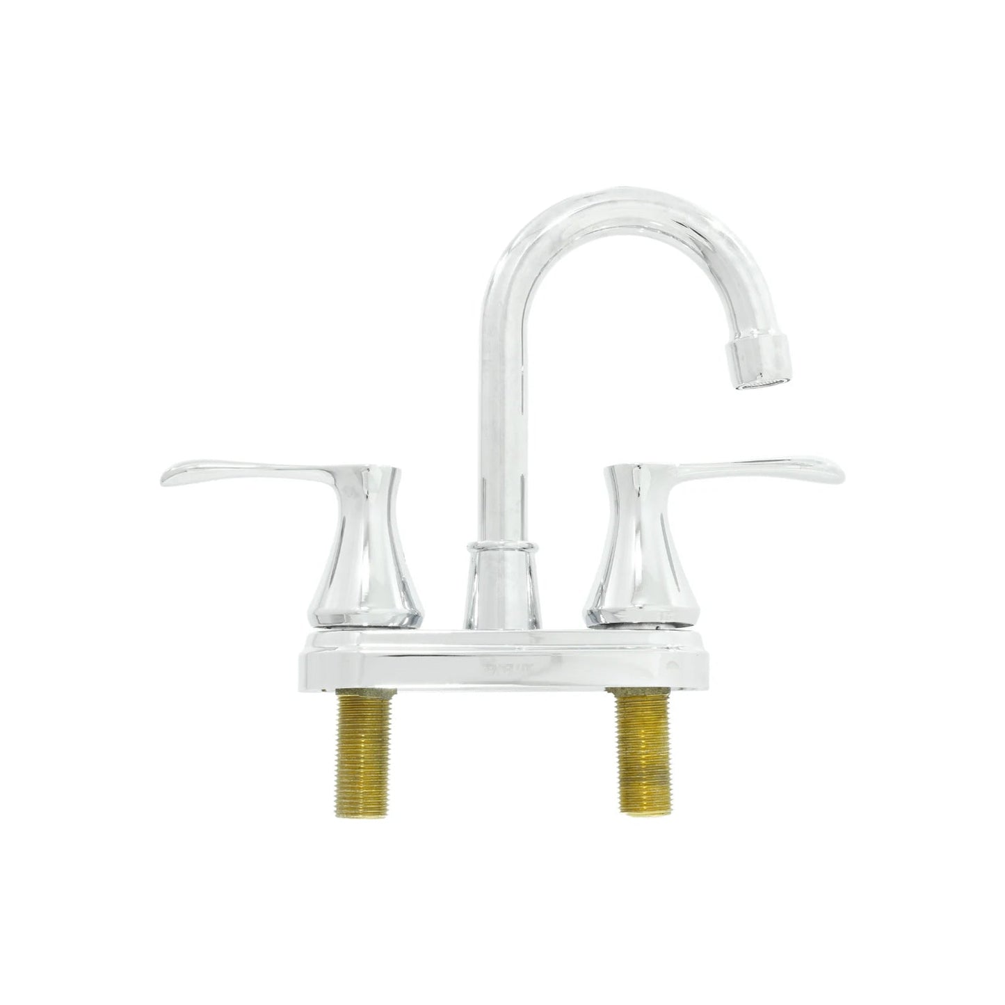 Mezcladora de lavabo cromada 4 pulgadas, doble maneral y cuello de ganso para baño
