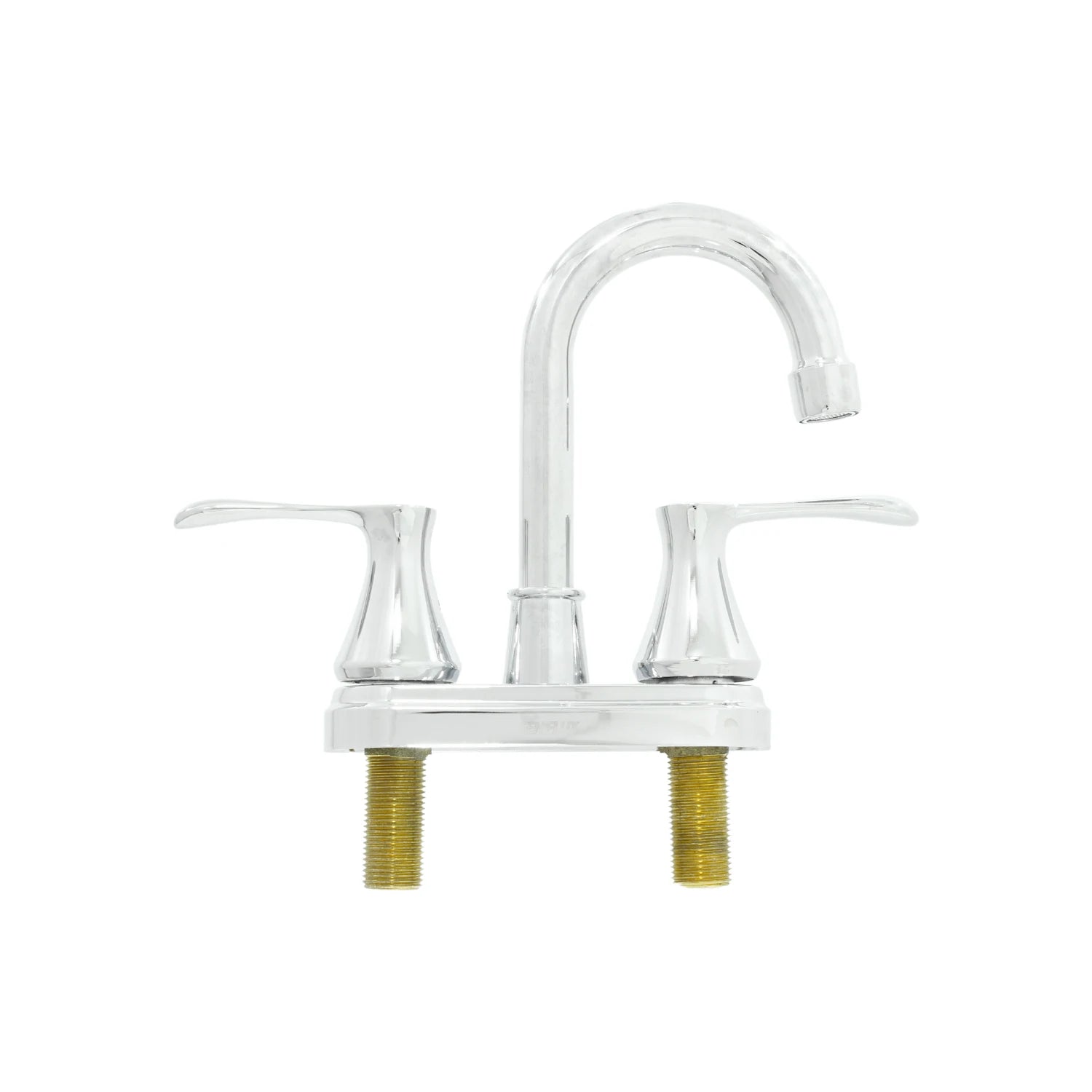 Mezcladora de lavabo cromada 4 pulgadas, doble maneral y cuello de ganso para baño
