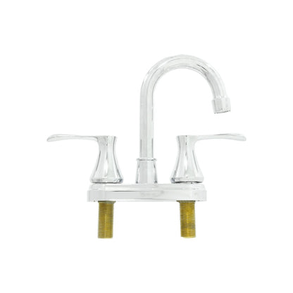 Mezcladora de lavabo cromada 4 pulgadas, doble maneral y cuello de ganso para baño