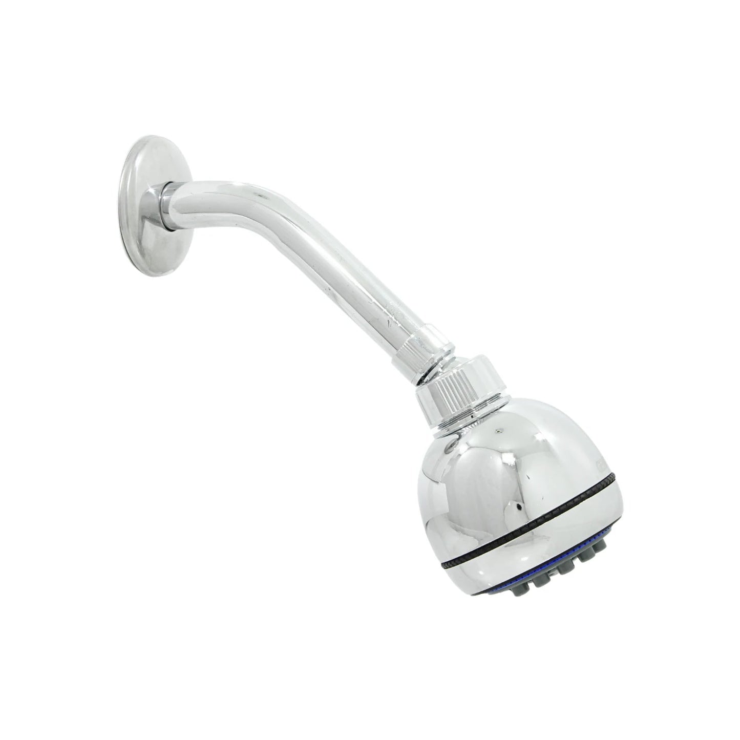 Regadera de ducha redonda cromada con brazo curvo y 5 funciones para baño