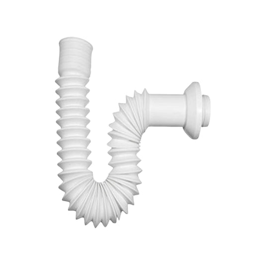Cespol flexible blanco para fregadero, sifón corrugado de PVC para desagüe de cocina.